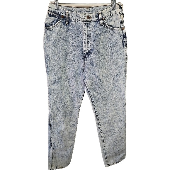Vintage 80s 90s Wrangler Jeans Women's Size 16 Tapered Acid Wash Western  Denim - Picture 2 of 16